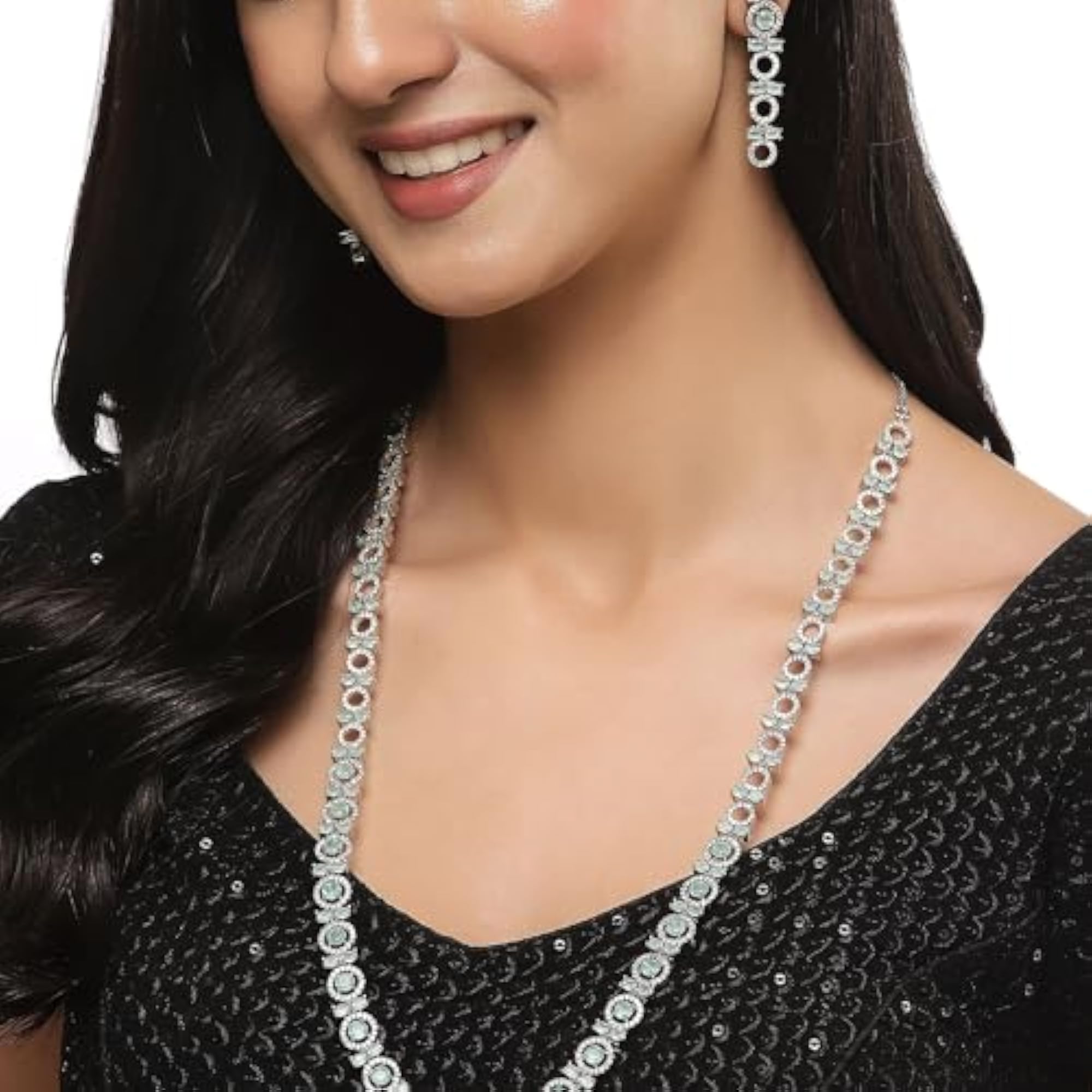 Circular AD Long Necklace Earring Set